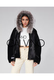 Fur Hooded Jacket Alcantara Kumaş - Black - Milano Calvino image 8