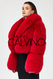 Lopez Special Design Hacimli Dokulu Fur Jacket - Red - Milano Calvino image 5