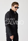 Erkek Klasik Jacket — Curly Post Collarlı, Çıkarılabilir - Black - Milano Calvino image 2