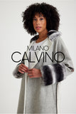 Alpaca Wool Fur Trimmed Jacket - Grey - Milano Calvino image 7