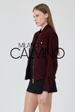 Genuine Suede Varsity Jacket – Burgundy - Milano Calvino image 2