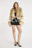 Lopez Special Design Hacimli Dokulu Fur Jacket - Gold - Milano Calvino