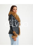 Fur Trimmed Leather Jacket - Black with Raccoon Trim - Milano Calvino image 4