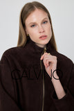 Genuine Suede Leather Zipped Jacket – Acı Kahve - Dark Brown - Milano Calvino image 2