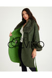 Fur Trimmed Alpaca Coat & Coat ( Haki ) - Khaki - Milano Calvino image 4