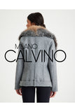 Fur Trimmed Yün Kumaş Short Coat - Grey - Milano Calvino image 2
