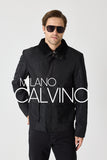 Erkek Klasik Jacket — Curly Post Collarlı, Çıkarılabilir - Black - Milano Calvino