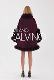 Fur Trimmed Cashmere Poncho - Bordeaux - Milano Calvino image 2