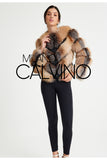 Women’s V Form Zipped Convertible Fur Jacket (Can Be Worn as a Vest) - Gold - Milano Calvino image 7