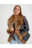 Fur Trimmed Leather Jacket - Black with Raccoon Trim - Milano Calvino