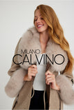Alpaca Yün Kumaş Fur Trimmed Women’s Coat (Beige) - Milano Calvino image 3