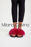 Fur Trimmed Slipper - Gum Pink - Milano Calvino