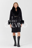 Fur Trimmed Cashmere Coat Black Cash-doble - Milano Calvino image 6