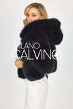 Hooded Fur Jacket Kolları Çıkarılabilir - Black - Milano Calvino image 6