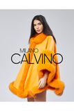 Fur Trimmed Cashmere Poncho - Kavun İçi - Milano Calvino image 3