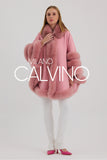 Fur Trimmed Cashmere Poncho - Pink - Milano Calvino image 7