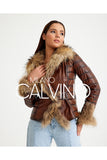 Fur Trimmed Leather Jacket - Brown with Raccoon Trim - Milano Calvino