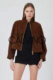 Genuine Suede Leather Zipped Jacket – Acı Kahve - Cognac - Milano Calvino