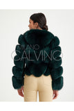 Women’s V Form Zipped Convertible Fur Jacket (Can Be Worn as a Vest) - Khaki - Milano Calvino image 7