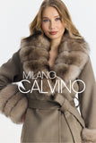 Fur Trimmed Fransız Cashmerei Coat - Stone Grey - Milano Calvino image 7
