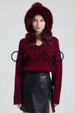 Noelle Knitted Fur Trimmed Luxury Beanie – Çift Ponponlu TaYellowm - Bordeaux - Milano Calvino image 4