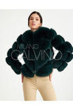 Women’s V Form Zipped Convertible Fur Jacket (Can Be Worn as a Vest) - Khaki - Milano Calvino image 6