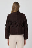 Genuine Suede Leather Zipped Jacket – Acı Kahve - Dark Brown - Milano Calvino image 7