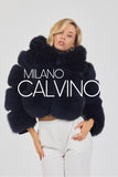 Hooded Fur Jacket Kolları Çıkarılabilir - Midnight Navy - Milano Calvino image 4