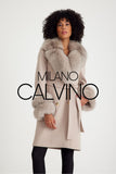 Fur Trimmed Cashmere Coat ( Cream ) - Milano Calvino image 7