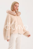 Fur Hooded Jacket Alcantara Kumaş - Peach - Milano Calvino image 8
