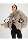 Women’s V Form Zipped Convertible Fur Jacket (Can Be Worn as a Vest) - Beige - Milano Calvino image 3
