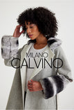 Alpaca Wool Fur Trimmed Jacket - Grey - Milano Calvino image 6