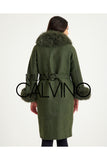 Fur Trimmed Alpaca Coat & Coat ( Haki ) - Khaki - Milano Calvino image 3