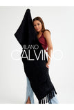 Mink Knitted Fur Shawl - Black - Milano Calvino