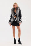 Fur Trimmed Leather Jacket - Black Silver - Milano Calvino image 4