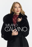 Fur Trimmed Fransız Cashmerei Coat - Black - Milano Calvino image 4