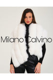 Fur Shawl & Scarf (shadow) - White - Milano Calvino