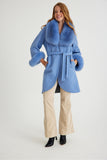 Alpaca Yün Kumaş Fur Trimmed Women’s Coat (BEBE Blue) - Bebe Bluesi - Milano Calvino