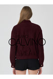 Genuine Suede Varsity Jacket – Burgundy - Milano Calvino image 6