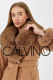 Fur Trimmed Cashmere Coat ( Camel ) - Milano Calvino image 6