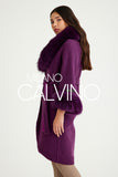 Fur Trimmed Alpaca Coat & Coat ( Plum ) - Milano Calvino image 4