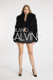 Lopez Special Design Hacimli Dokulu Fur Jacket - Black - Milano Calvino