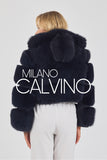 Hooded Fur Jacket Kolları Çıkarılabilir - Midnight Navy - Milano Calvino image 7