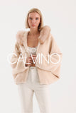 Fur Hooded Jacket Alcantara Kumaş - Peach - Milano Calvino image 6