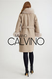 Alpaca Yün Kumaş Fur Trimmed Women’s Coat (Beige) - Milano Calvino image 5