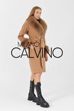 Fur Trimmed Cashmere Coat ( Camel ) - Milano Calvino image 7