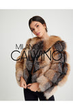 Women’s V Form Zipped Convertible Fur Jacket (Can Be Worn as a Vest) - Gold - Milano Calvino image 6