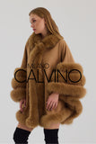 Fur Trimmed Cashmere Poncho - Dark Beige - Milano Calvino image 8