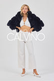 Hooded Fur Jacket Kolları Çıkarılabilir - Midnight Navy - Milano Calvino image 2