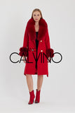 Fur Trimmed Cashmere Coat Red - Milano Calvino image 4